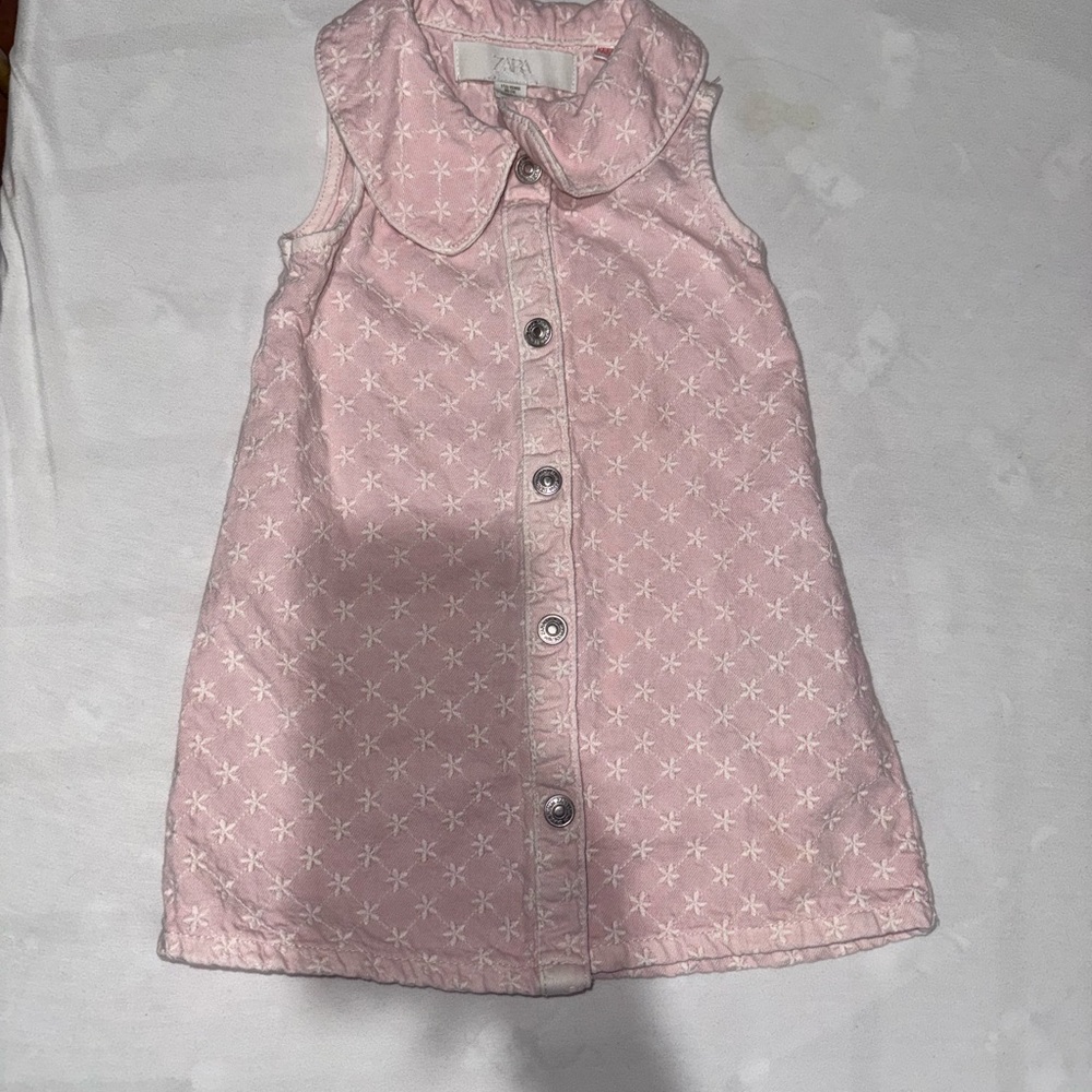 Zara Pink Sleeveless Button-Up Dress